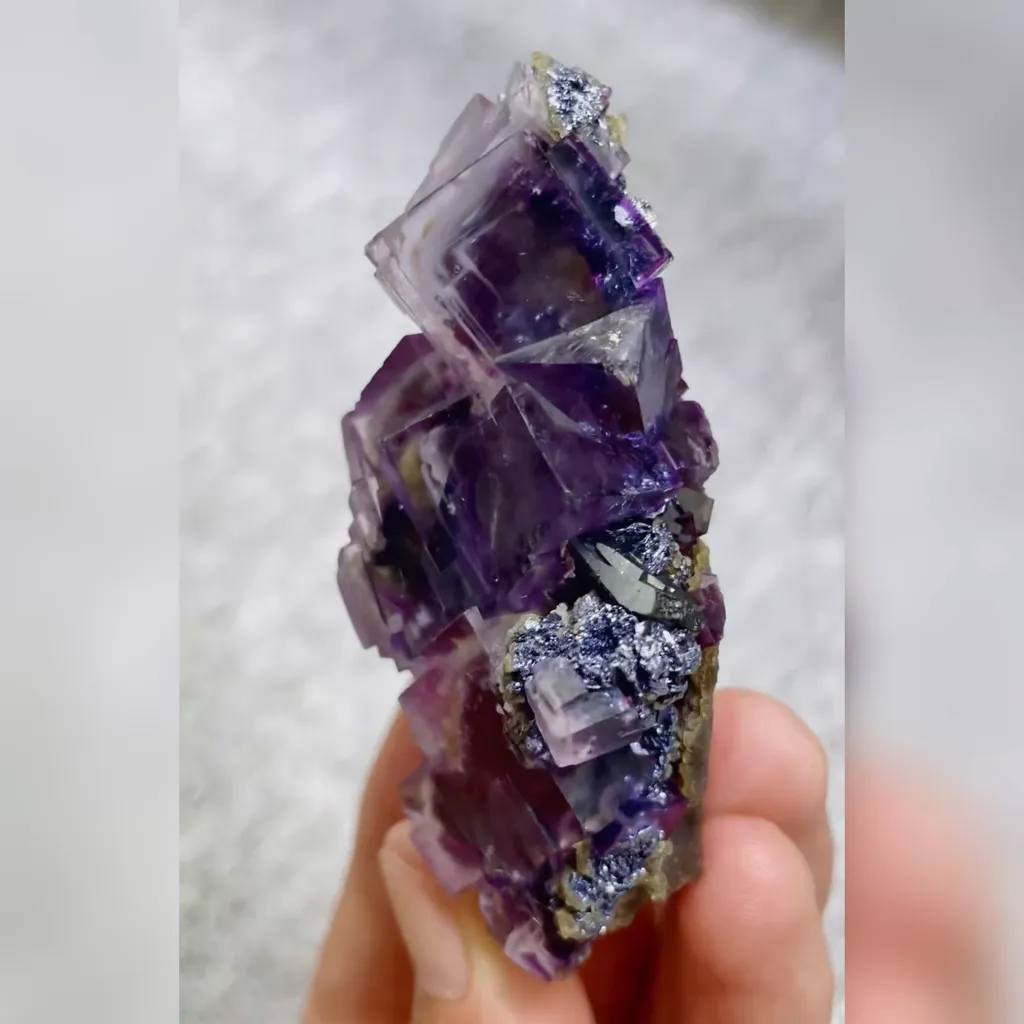 Natural Purple Phantom Fluorite comes from Yindu,Inner Mongolia 30*70*40MM image