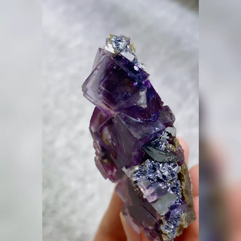 Natural Purple Phantom Fluorite comes from Yindu,Inner Mongolia 30*70*40MM - image 2
