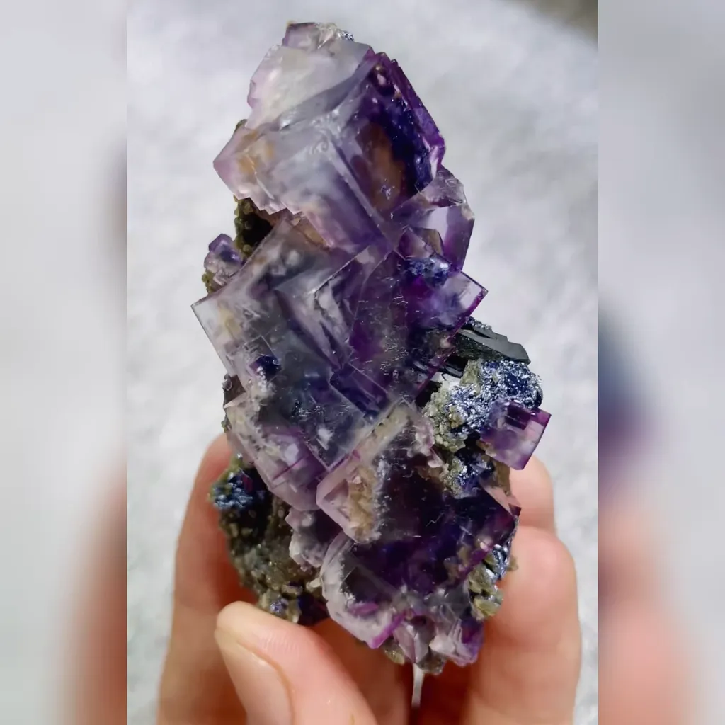 Natural Purple Phantom Fluorite comes from Yindu,Inner Mongolia 30*70*40MM - image 3