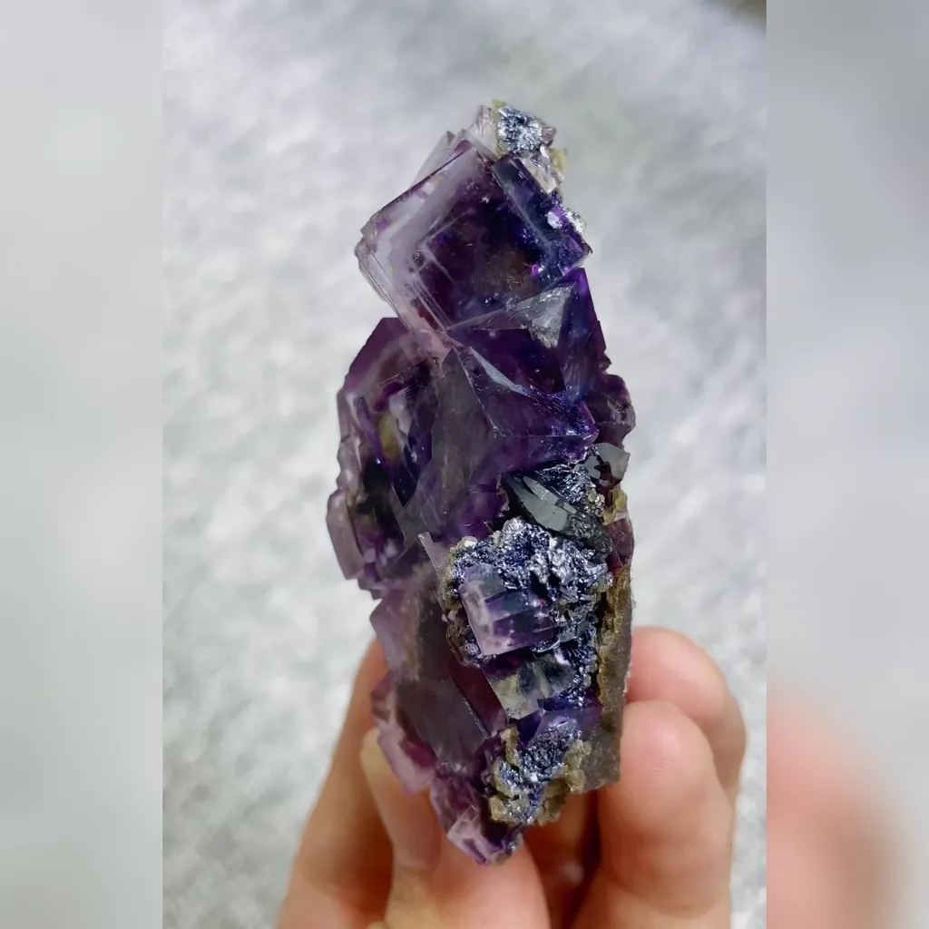 Natural Purple Phantom Fluorite comes from Yindu,Inner Mongolia 30*70*40MM - image 4