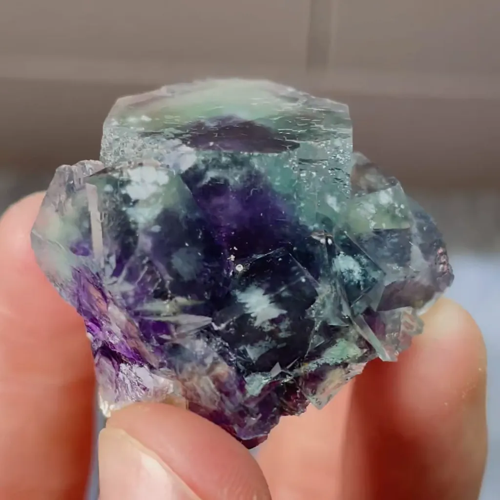 Natural Purple Phantom Fluorite comes from Yindu,Inner Mongolia 35*35*25MM image