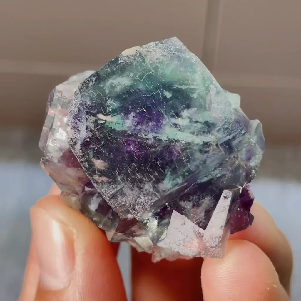 Natural Purple Phantom Fluorite comes from Yindu,Inner Mongolia 35*35*25MM - image 2