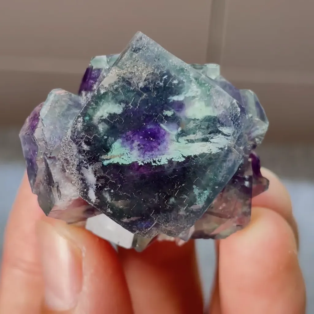 Natural Purple Phantom Fluorite comes from Yindu,Inner Mongolia 35*35*25MM - image 3