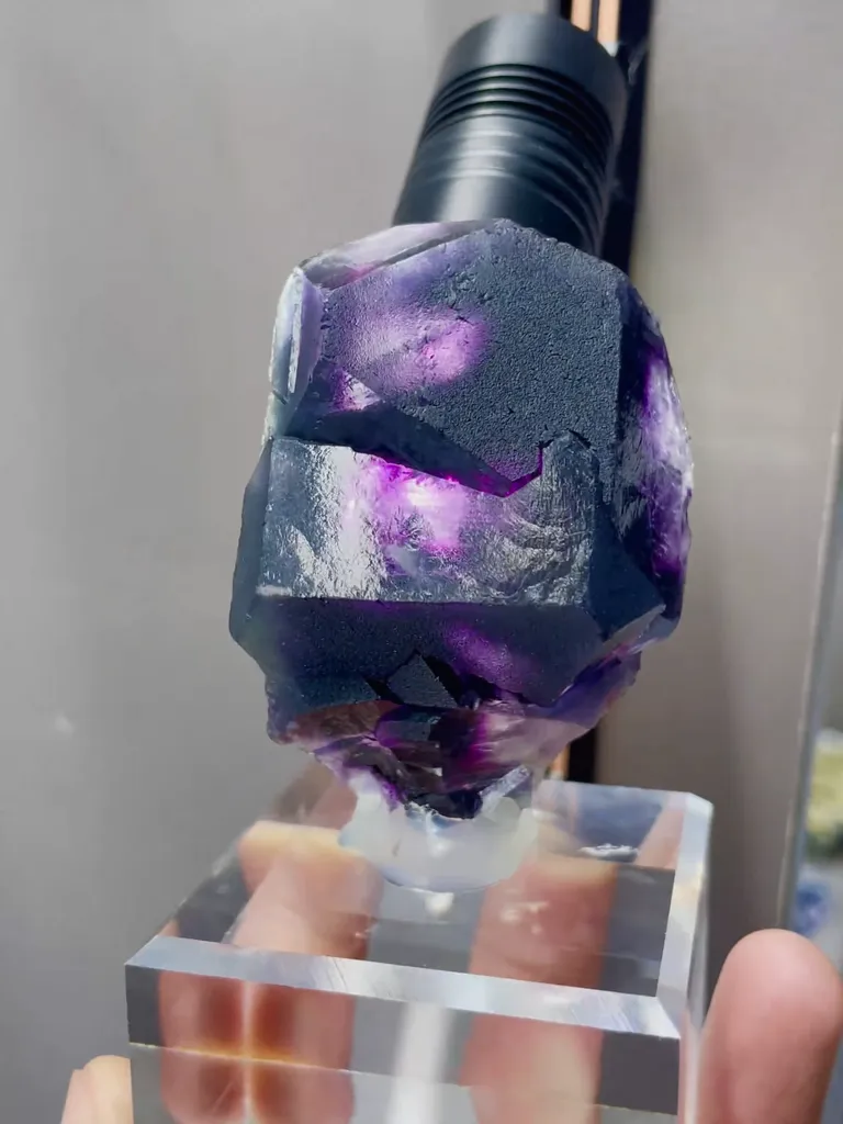 Natural Purple Phantom Fluorite comes from Yindu,Inner Mongolia 45*30*55MM - image 3