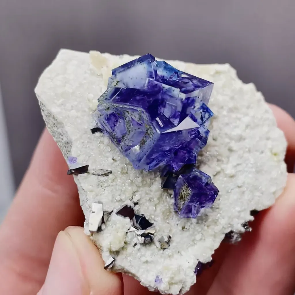 Natural Purple Phantom Fluorite comes from Yindu,Inner Mongolia 45*40*20MM - image 3