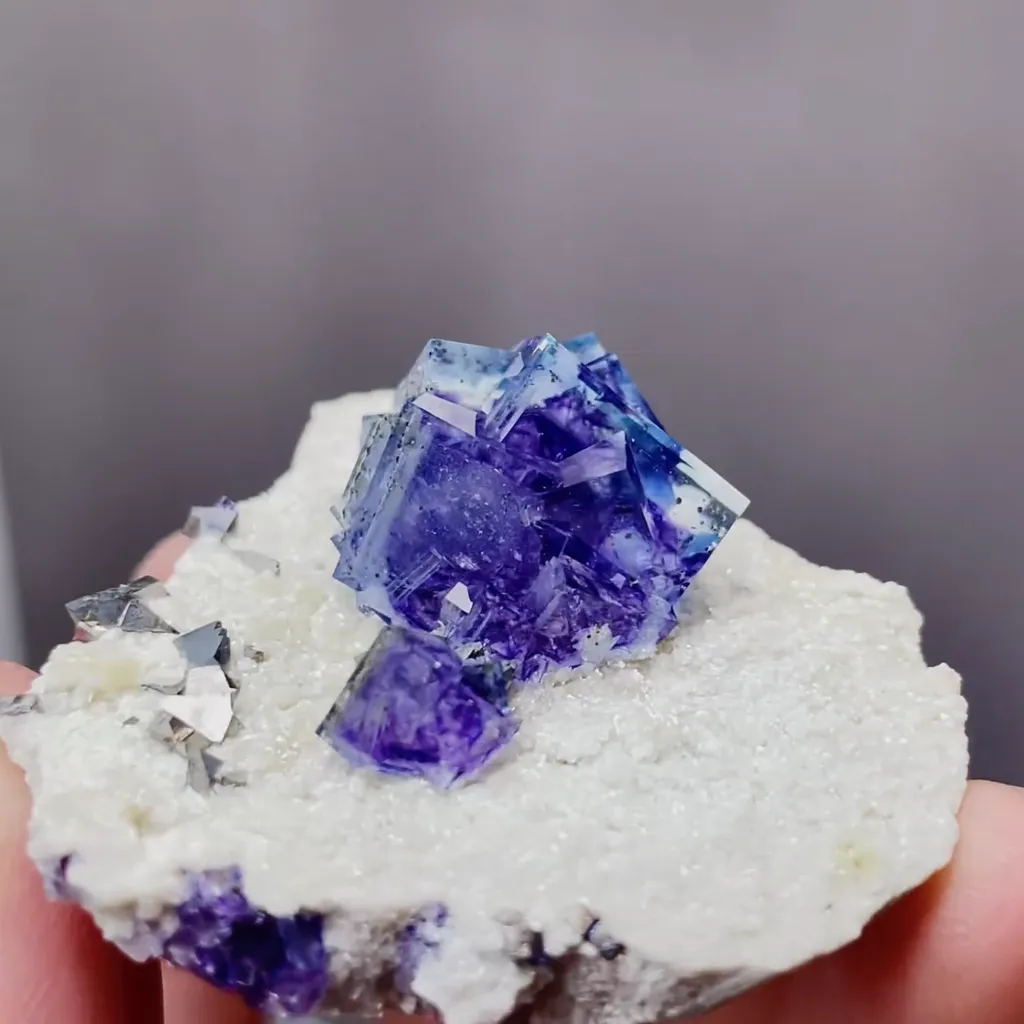 Natural Purple Phantom Fluorite comes from Yindu,Inner Mongolia 45*40*20MM - image 2