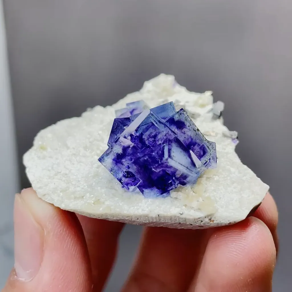 Natural Purple Phantom Fluorite comes from Yindu,Inner Mongolia 45*40*20MM image