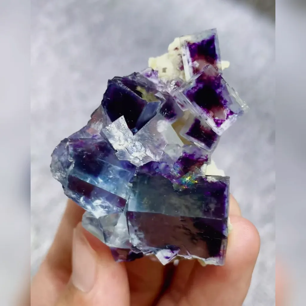 Natural Purple Phantom Fluorite comes from Yindu,Inner Mongolia 45*55*25MM - image 3