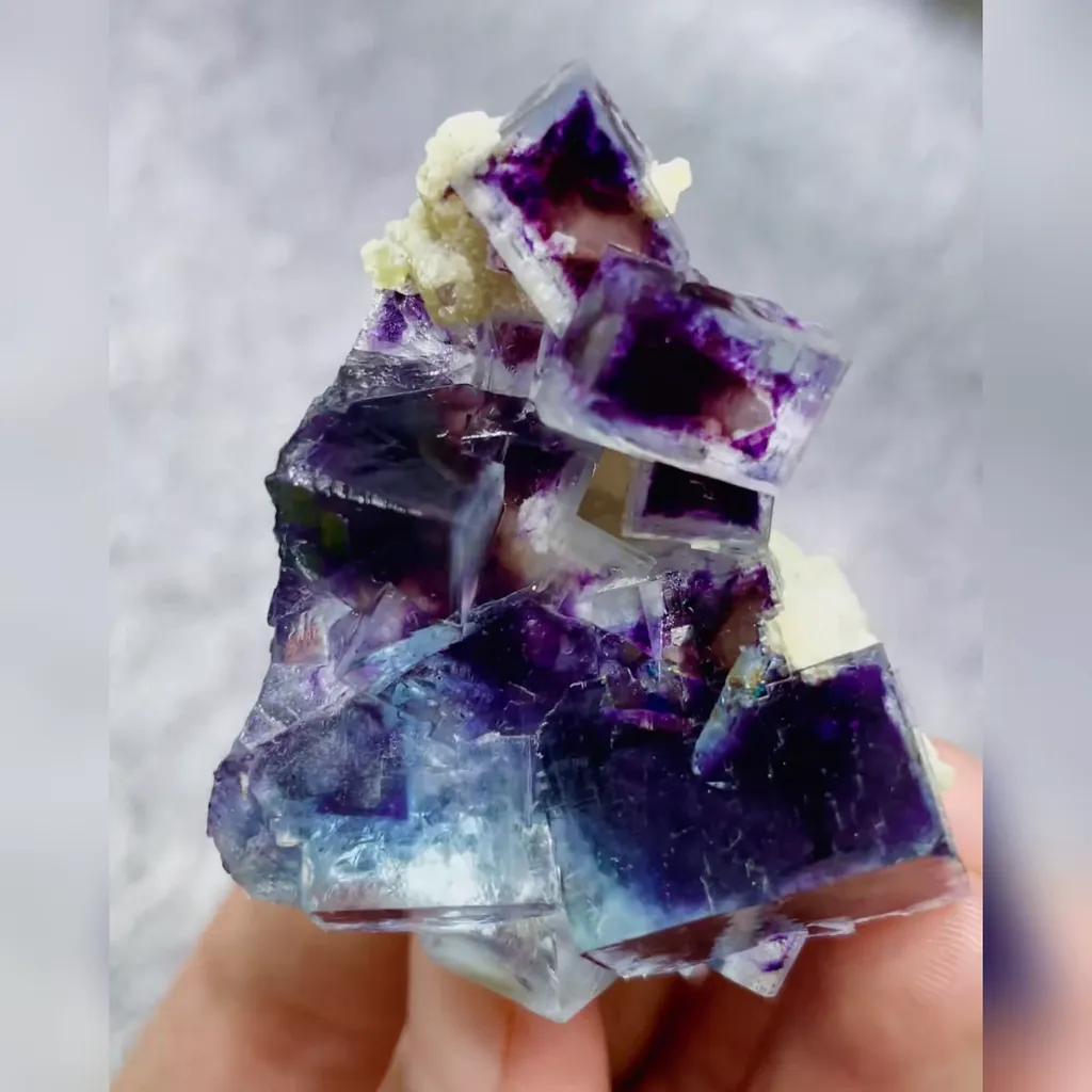 Natural Purple Phantom Fluorite comes from Yindu,Inner Mongolia 45*55*25MM image