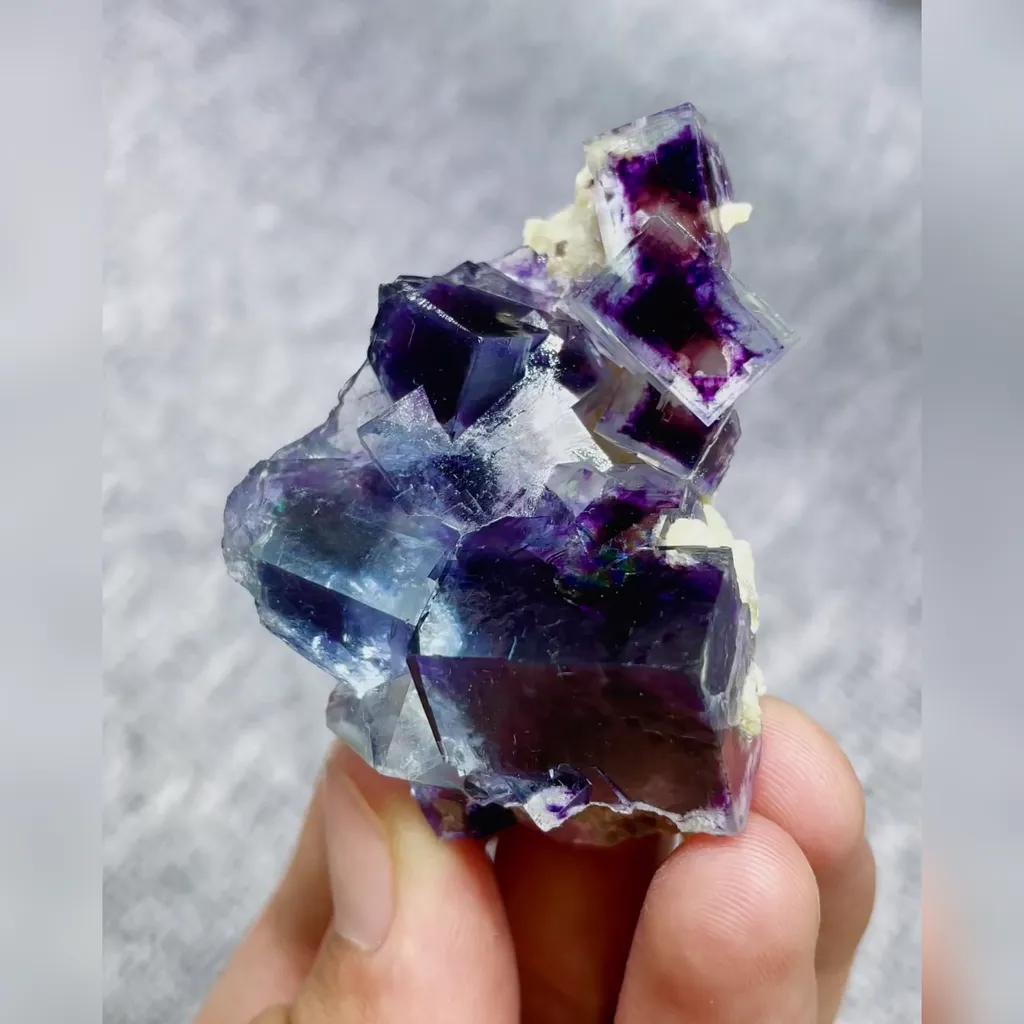 Natural Purple Phantom Fluorite comes from Yindu,Inner Mongolia 45*55*25MM - image 2