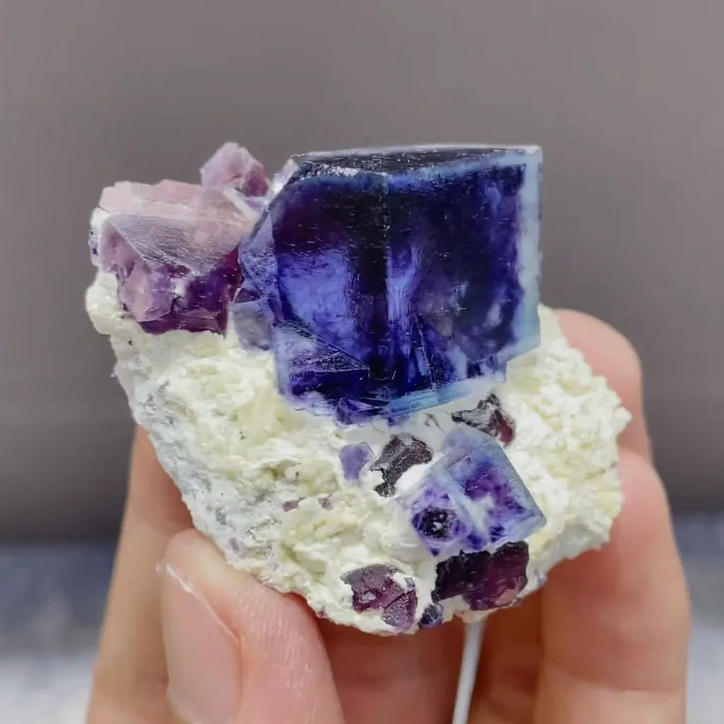 Natural Purple Phantom Fluorite comes from Yindu,Inner Mongolia 50*45*30MM - image 2