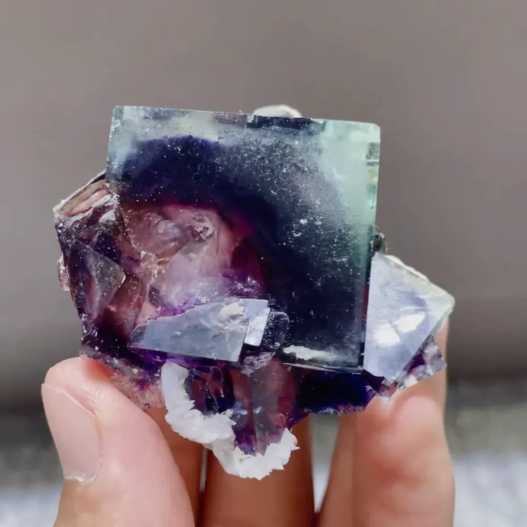 Natural Purple Phantom Fluorite comes from Yindu,Inner Mongolia 50*55*20MM - image 2