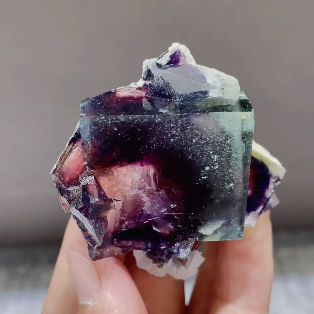 Natural Purple Phantom Fluorite comes from Yindu,Inner Mongolia 50*55*20MM image