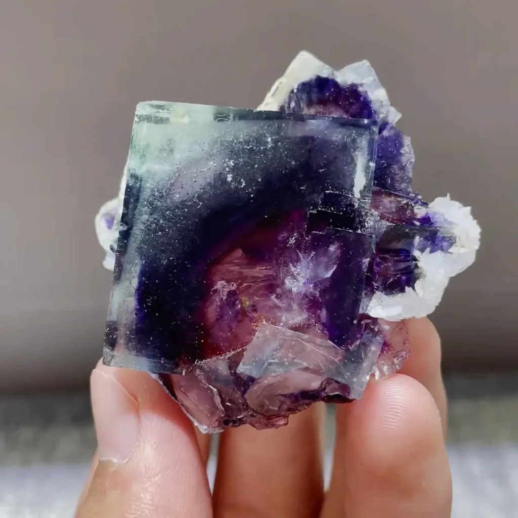 Natural Purple Phantom Fluorite comes from Yindu,Inner Mongolia 50*55*20MM - image 3