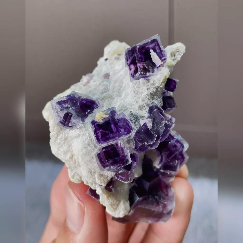 Natural Purple Phantom Fluorite comes from Yindu,Inner Mongolia 50*65*25MM image