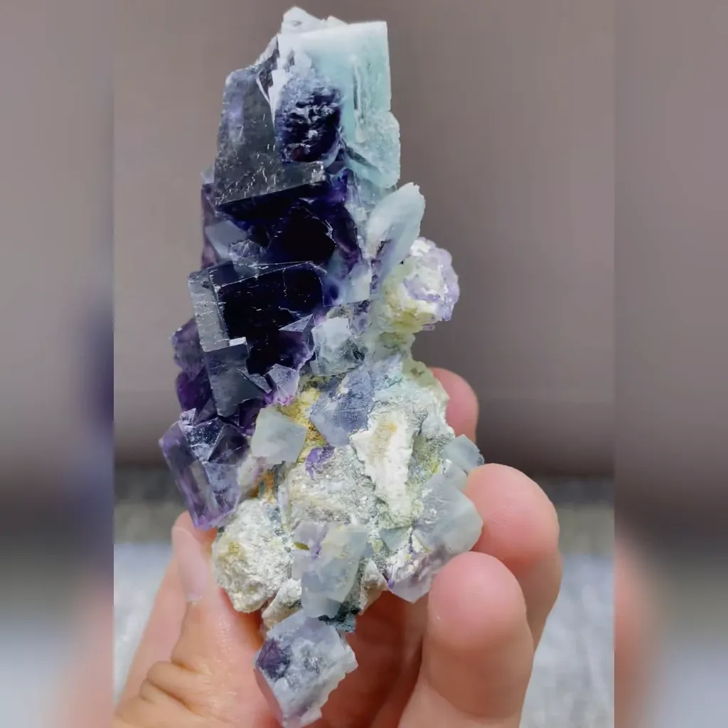Natural Purple Phantom Fluorite comes from Yindu,Inner Mongolia 50*90*40MM - image 2