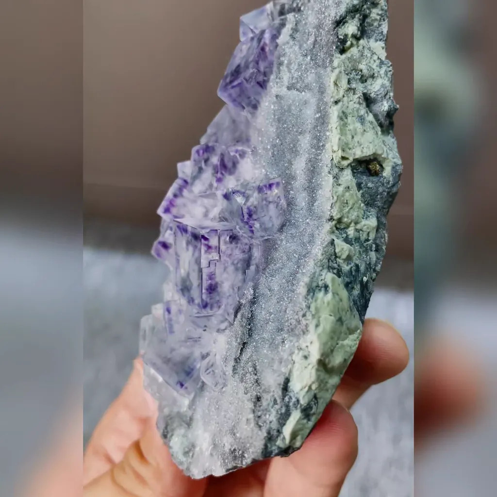 Natural Purple Phantom Fluorite comes from Yindu,Inner Mongolia 60*35*120MM - image 3