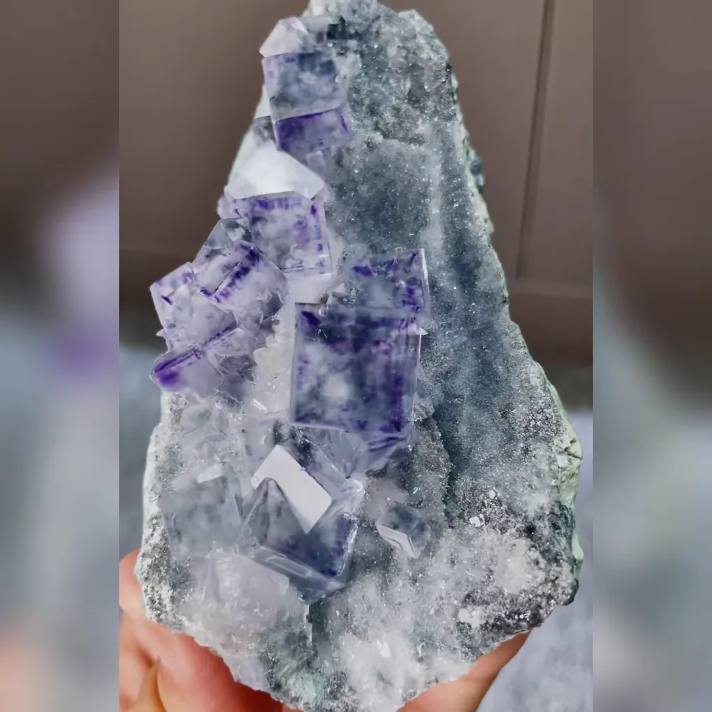 Natural Purple Phantom Fluorite comes from Yindu,Inner Mongolia 60*35*120MM - image 2