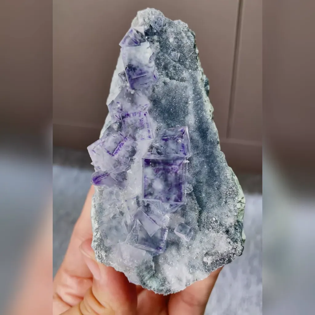 Natural Purple Phantom Fluorite comes from Yindu,Inner Mongolia 60*35*120MM - image 4