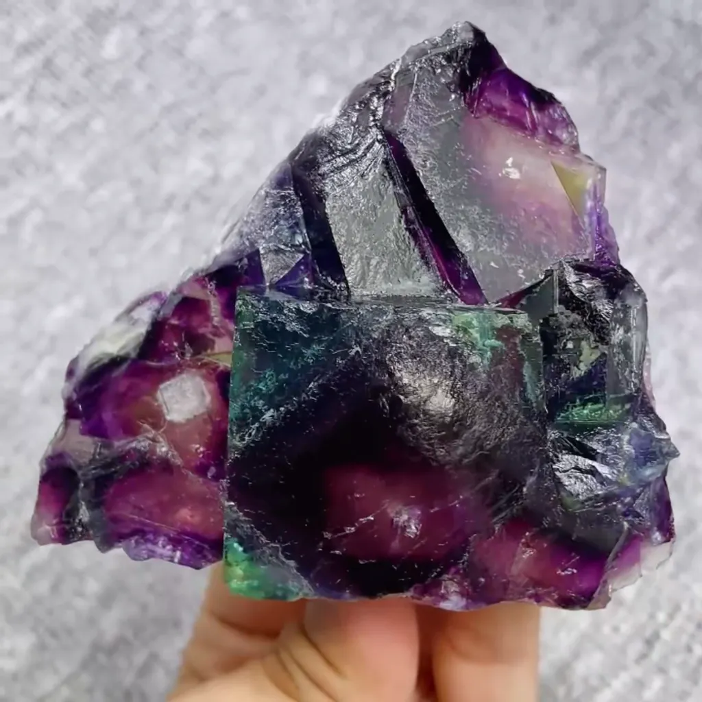 Natural Purple Phantom Fluorite comes from Yindu,Inner Mongolia 80*90*35MM - image 4