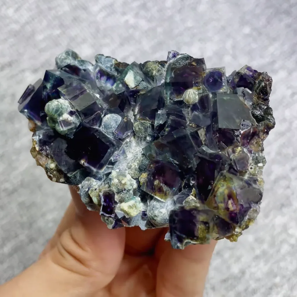 Natural Purple Phantom Fluorite comes from Yindu,Inner Mongolia 85*50*25MM - image 3