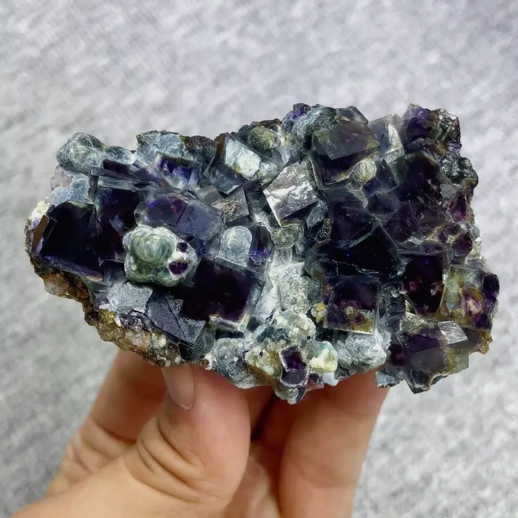 Natural Purple Phantom Fluorite comes from Yindu,Inner Mongolia 85*50*25MM image