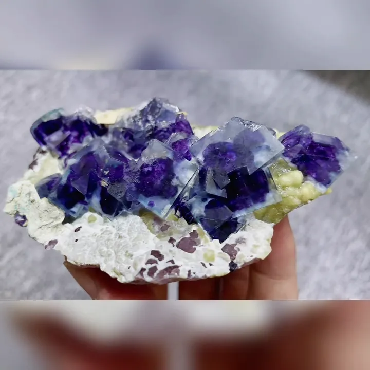 Natural Purple Phantom Fluorite comes from Yindu,Inner Mongolia 95*60*30MM - image 3