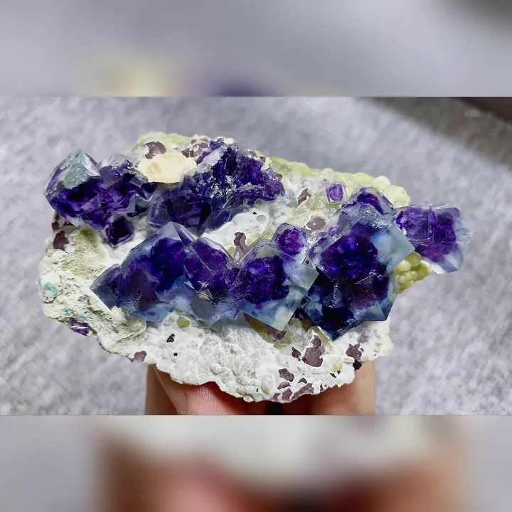 Natural Purple Phantom Fluorite comes from Yindu,Inner Mongolia 95*60*30MM - image 4