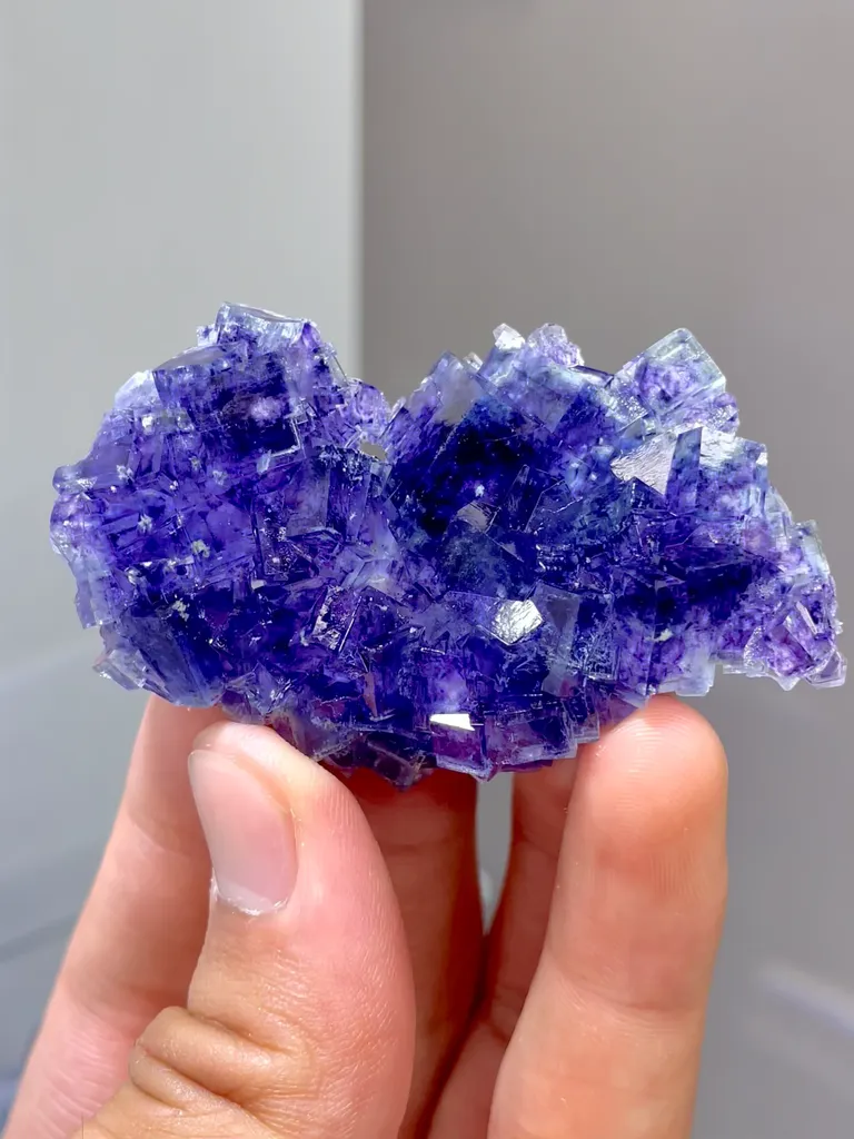 Natural Purple Phantom Fluorite comes from Yindu,Neimenggu 60*35*10MM image