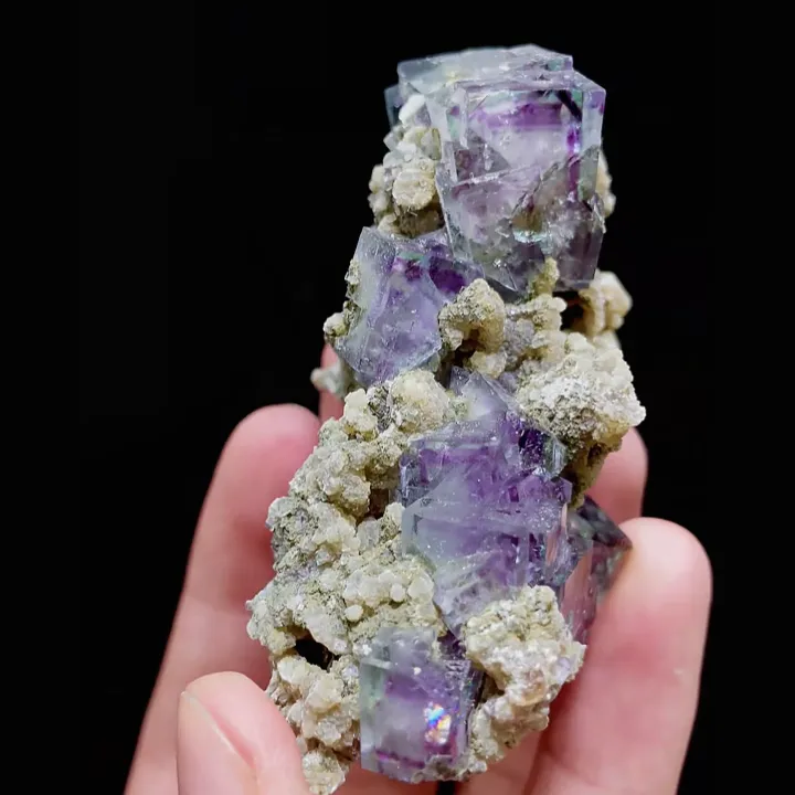 Natural Purple Phantom Fluorite & Mica, Mineral Specimen: Inner Mongolia,China (45*75*30MM) - image 2