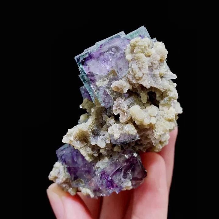 Natural Purple Phantom Fluorite & Mica, Mineral Specimen: Inner Mongolia,China (45*75*30MM) image