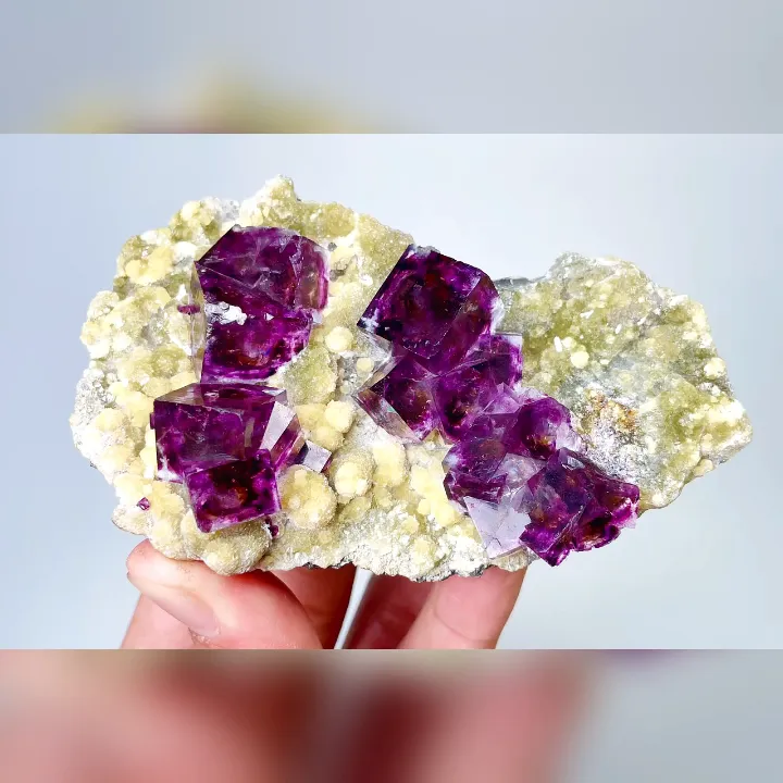 Natural Purple Phantom Fluorite & Mica,Mineral Specimen: Inner Mongolia,China (100*60*30MM) image