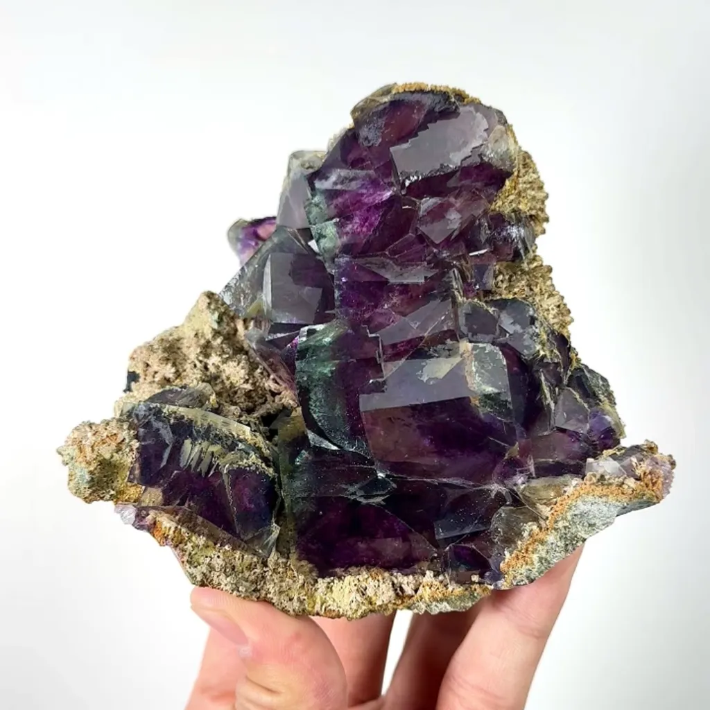 Natural Purple Phantom Fluorite, Mineral Specimen: Inner Mongolia,China (115*110*40MM) image