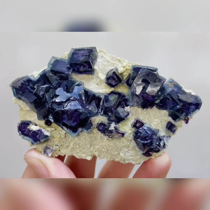Natural Purple Phantom Fluorite, Mineral Specimen: Inner Mongolia,China (90*55*25MM) image