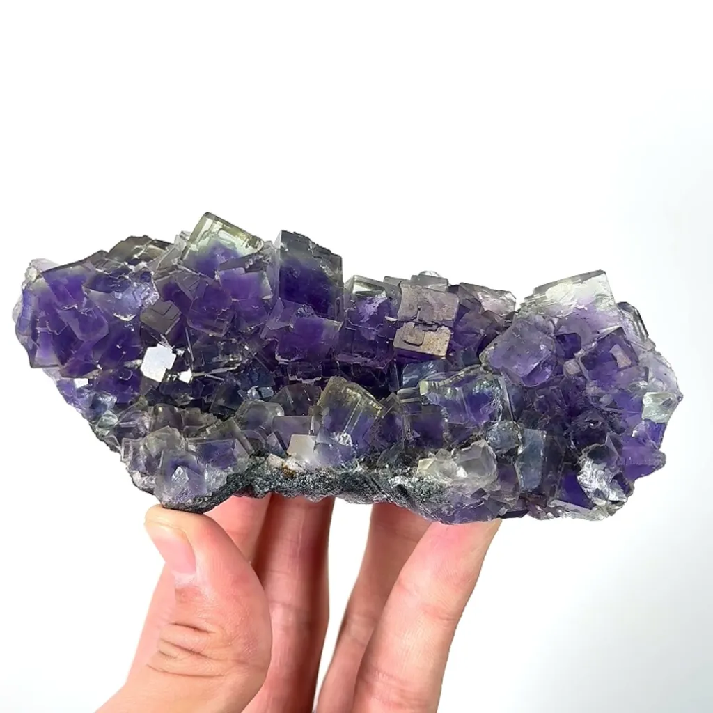 Natural Purple Phantom Fluorite, Mineral Specimen: Yindu,Inner Mongolia (135*55*55MM) image