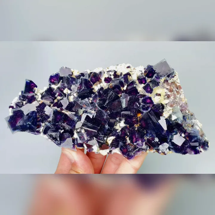 Natural Purple Phantom Fluorite, Mineral Specimen: Yindu,Inner Mongolia (160*75*35MM) - image 6