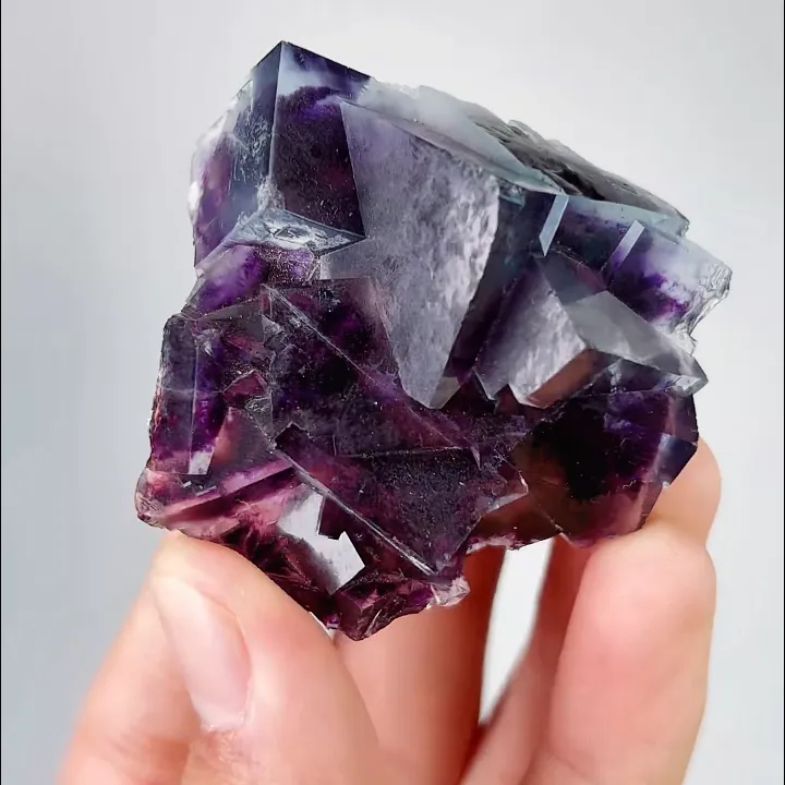 Natural Purple Phantom Fluorite, Mineral Specimen: Yindu,Inner Mongolia (45*50*25MM) image