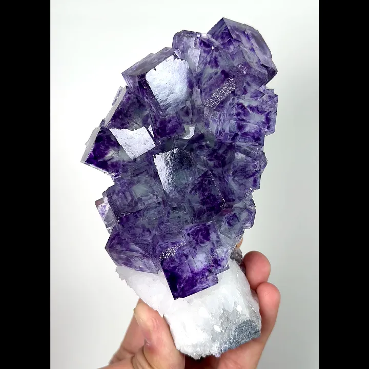 Natural Purple Phantom Fluorite, Mineral Specimen:Zhejiang,China (80*140*55MM) - image 5