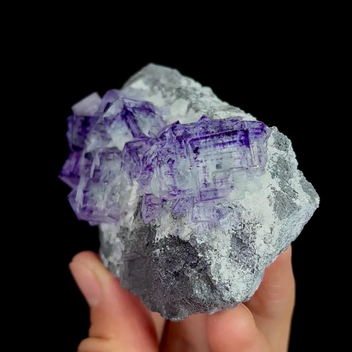 Natural Purple Phantom Fluorite, Mineral Specimen:Zhejiang,China (90*50*35MM) image
