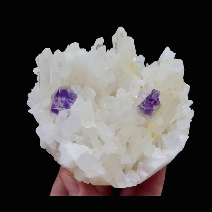 Natural Purple Phantom Fluorite & Quartz Cluster, Mineral Specimen: Shizhuyuan,Chenzhou (90*80*50MM) image