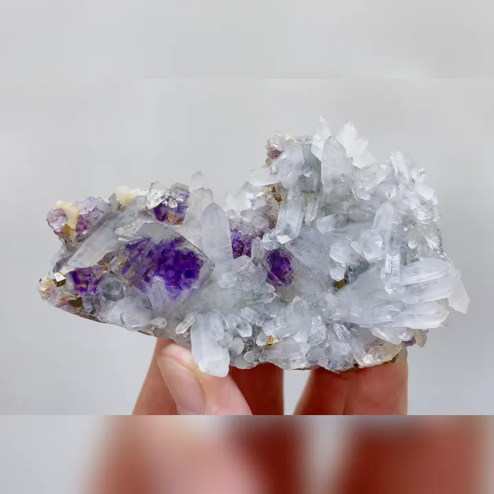 Natural Purple Phantom Fluorite & Quartz Cluster, Mineral Specimen: Yaogangxian,Hunan (90*55*35mm) - image 4