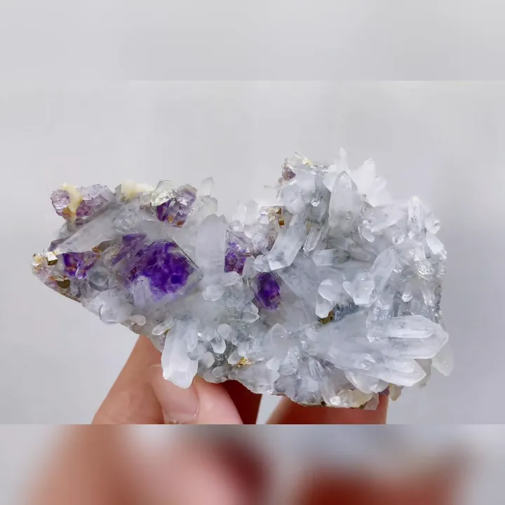Natural Purple Phantom Fluorite & Quartz Cluster, Mineral Specimen: Yaogangxian,Hunan (90*55*35mm) - image 3