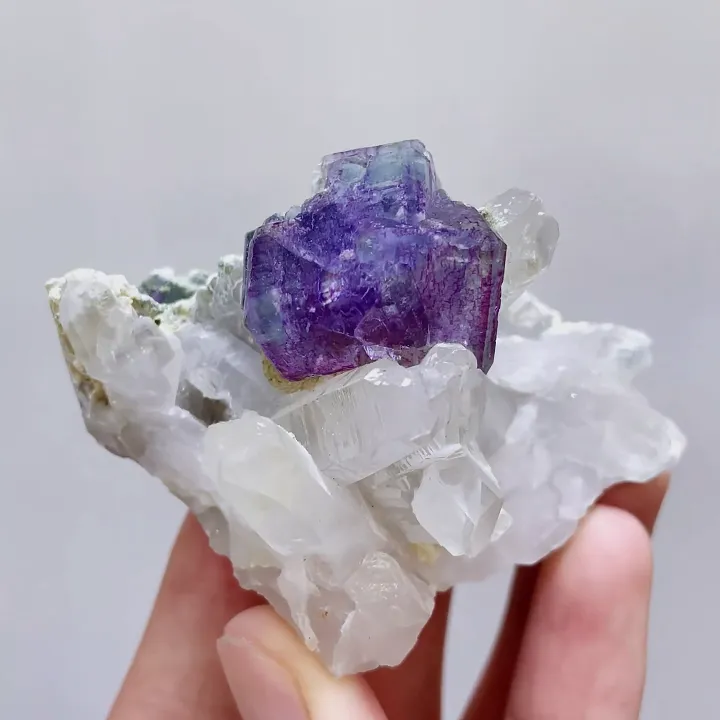 Natural Purple Phantom Fluorite & Quartz Cluster, Mineral Specimen:Yaogangxian,Hunan (70*50*40mm) - image 3