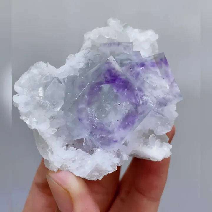 Natural Purple Phantom Fluorite & Quartz, Mineral Specimen: Zhejiang,China 70*60*40MM image