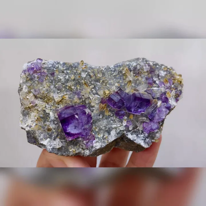 Natural Purple Phantom Fluorite & Quartz, Mineral Specimen:Yaogangxian,Hunan (90*50*30mm) - image 7