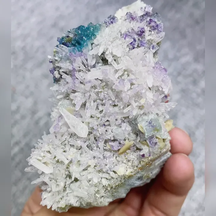 Natural Purple Phantom Fluorite & Quartz & Pyrite, Mineral Specimen: Yindu,Inner Mongolia (65*55*35mm) - image 6