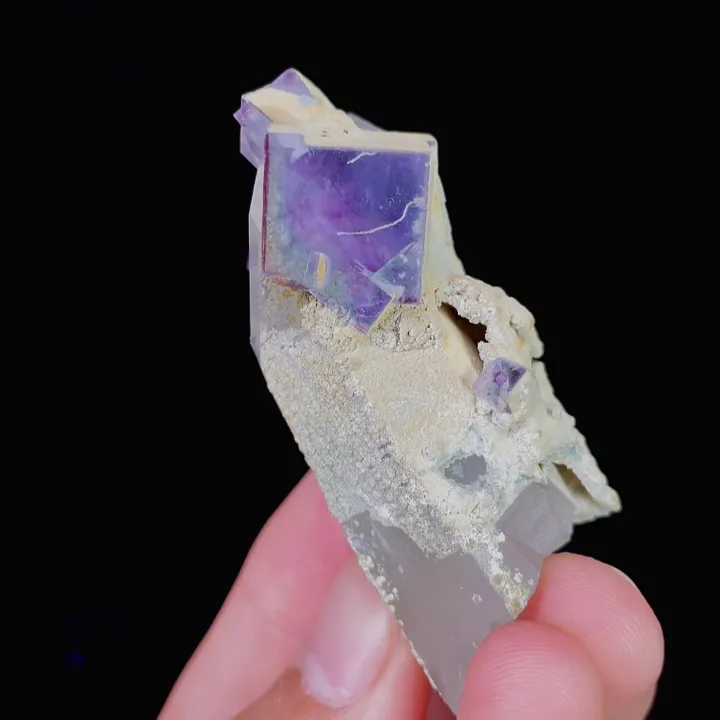 Natural Purple Phantom Fluorite & Quartz,Mineral Specimen:Yaogangxian,Hunan (30*60*25MM) - image 4