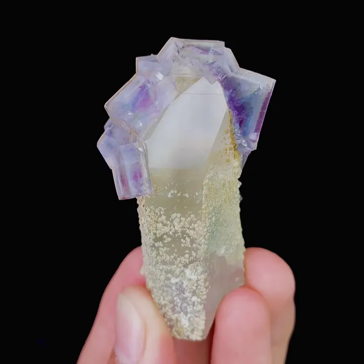 Natural Purple Phantom Fluorite & Quartz,Mineral Specimen:Yaogangxian,Hunan (30*60*25MM) image