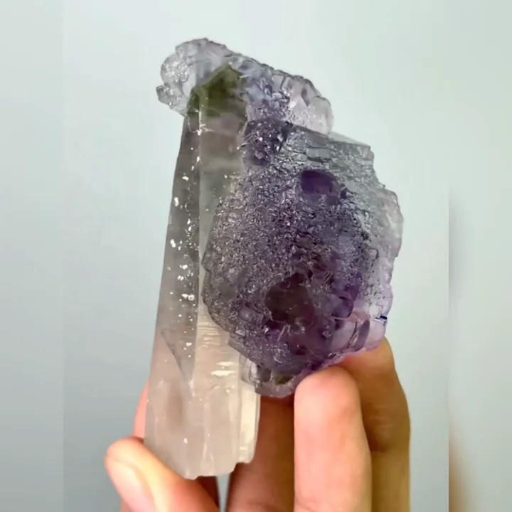 Natural Purple Phantom Fluorite & Quartz,Mineral Specimen:Yaogangxian,Hunan (40*75*40MM) - image 2