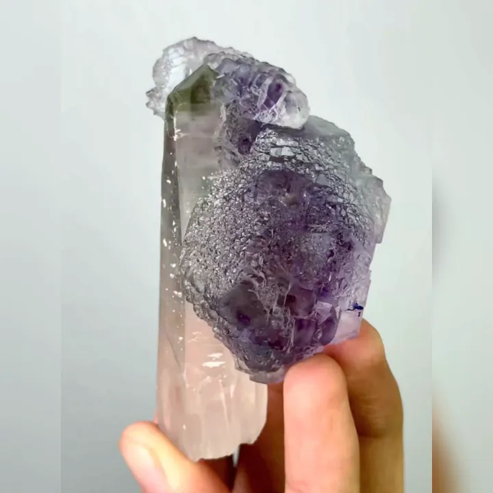 Natural Purple Phantom Fluorite & Quartz,Mineral Specimen:Yaogangxian,Hunan (40*75*40MM) image